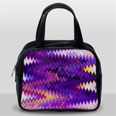 Purple And Yellow Zig Zag Classic Handbags (one Side) by BangZart