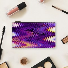 Purple And Yellow Zig Zag Cosmetic Bag (small)  by BangZart