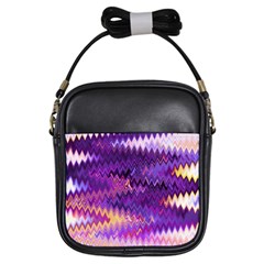 Purple And Yellow Zig Zag Girls Sling Bags by BangZart