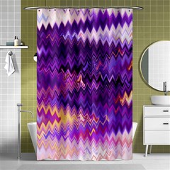 Purple And Yellow Zig Zag Shower Curtain 48  X 72  (small)  by BangZart