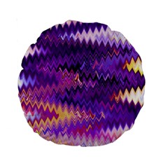 Purple And Yellow Zig Zag Standard 15  Premium Round Cushions by BangZart