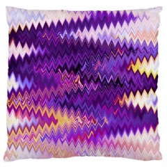 Purple And Yellow Zig Zag Large Flano Cushion Case (two Sides) by BangZart