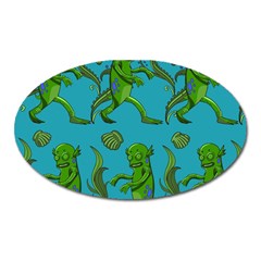 Swamp Monster Pattern Oval Magnet by BangZart