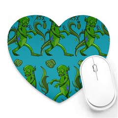 Swamp Monster Pattern Heart Mousepads by BangZart