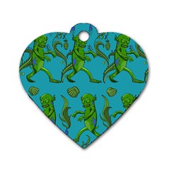 Swamp Monster Pattern Dog Tag Heart (one Side) by BangZart