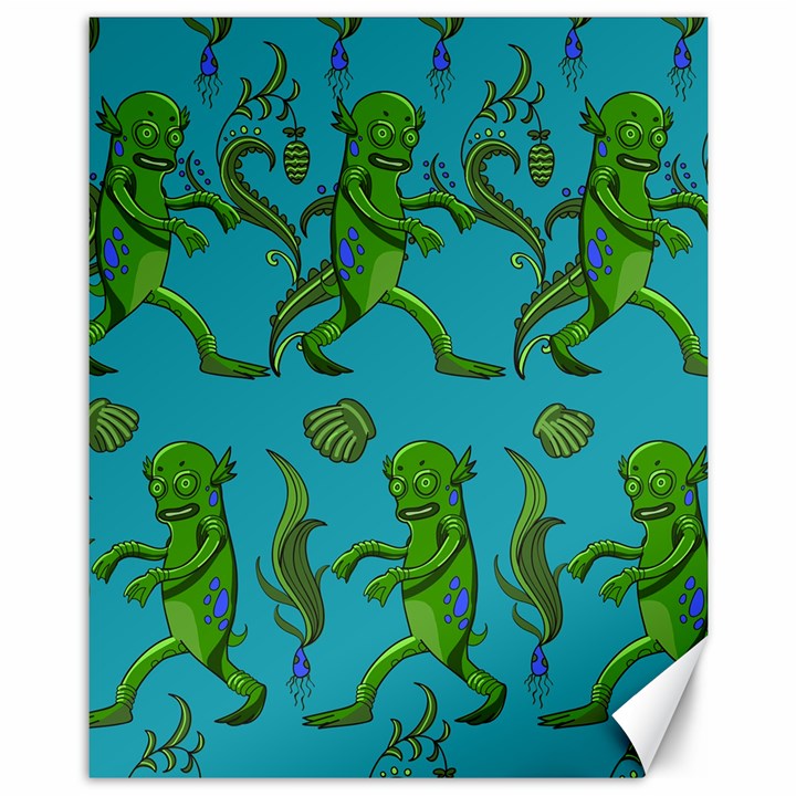 Swamp Monster Pattern Canvas 11  x 14  