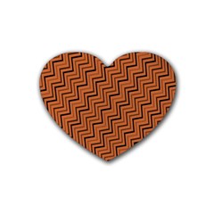 Brown Zig Zag Background Rubber Coaster (heart)  by BangZart