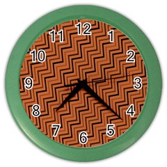 Brown Zig Zag Background Color Wall Clocks by BangZart