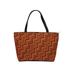 Brown Zig Zag Background Shoulder Handbags by BangZart