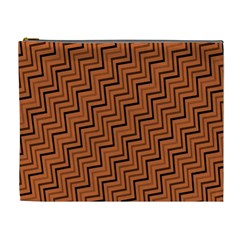 Brown Zig Zag Background Cosmetic Bag (xl) by BangZart