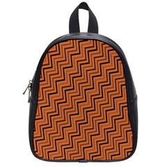 Brown Zig Zag Background School Bags (small) 