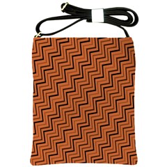 Brown Zig Zag Background Shoulder Sling Bags by BangZart