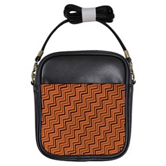 Brown Zig Zag Background Girls Sling Bags by BangZart