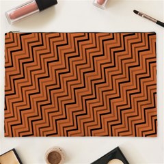 Brown Zig Zag Background Cosmetic Bag (xxl)  by BangZart