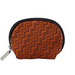 Brown Zig Zag Background Accessory Pouches (small)  by BangZart