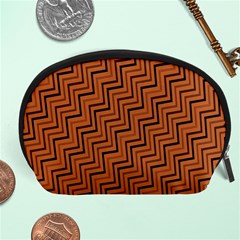 Brown Zig Zag Background Accessory Pouches (large)  by BangZart