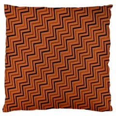 Brown Zig Zag Background Large Flano Cushion Case (two Sides) by BangZart