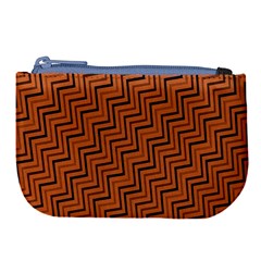 Brown Zig Zag Background Large Coin Purse