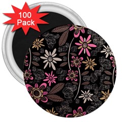 Flower Art Pattern 3  Magnets (100 Pack) by BangZart