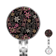 Flower Art Pattern Stainless Steel Nurses Watch by BangZart