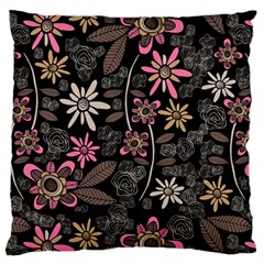 Flower Art Pattern Large Flano Cushion Case (one Side) by BangZart