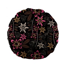 Flower Art Pattern Standard 15  Premium Flano Round Cushions by BangZart