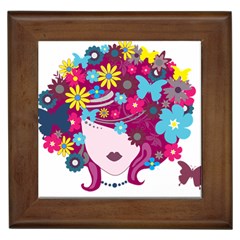 Beautiful Gothic Woman With Flowers And Butterflies Hair Clipart Framed Tiles by BangZart