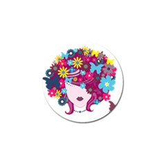 Beautiful Gothic Woman With Flowers And Butterflies Hair Clipart Golf Ball Marker by BangZart