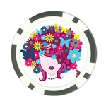 Beautiful Gothic Woman With Flowers And Butterflies Hair Clipart Poker Chip Card Guard Front