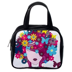 Beautiful Gothic Woman With Flowers And Butterflies Hair Clipart Classic Handbags (one Side) by BangZart