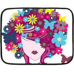 Beautiful Gothic Woman With Flowers And Butterflies Hair Clipart Fleece Blanket (mini) by BangZart