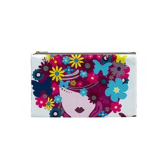 Beautiful Gothic Woman With Flowers And Butterflies Hair Clipart Cosmetic Bag (small)  by BangZart