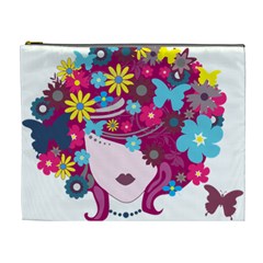 Beautiful Gothic Woman With Flowers And Butterflies Hair Clipart Cosmetic Bag (xl) by BangZart