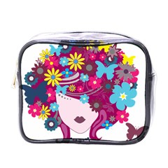 Beautiful Gothic Woman With Flowers And Butterflies Hair Clipart Mini Toiletries Bags by BangZart