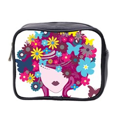 Beautiful Gothic Woman With Flowers And Butterflies Hair Clipart Mini Toiletries Bag 2-side by BangZart