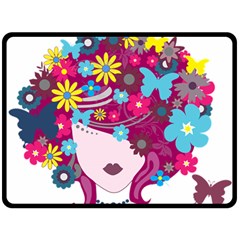 Beautiful Gothic Woman With Flowers And Butterflies Hair Clipart Fleece Blanket (large)  by BangZart