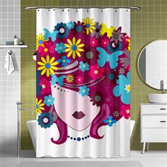 Beautiful Gothic Woman With Flowers And Butterflies Hair Clipart Shower Curtain 48  X 72  (small)  by BangZart