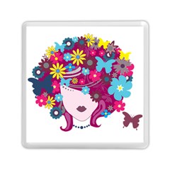 Beautiful Gothic Woman With Flowers And Butterflies Hair Clipart Memory Card Reader (square)  by BangZart