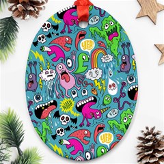 Monster Party Pattern Ornament (oval) by BangZart