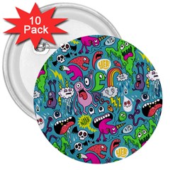 Monster Party Pattern 3  Buttons (10 Pack)  by BangZart