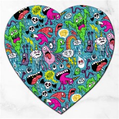 Monster Party Pattern Jigsaw Puzzle (heart) by BangZart