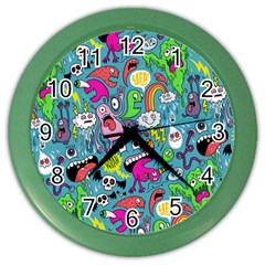 Monster Party Pattern Color Wall Clocks by BangZart