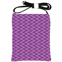 Zig Zag Background Purple Shoulder Sling Bags by BangZart