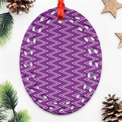 Zig Zag Background Purple Oval Filigree Ornament (two Sides) by BangZart