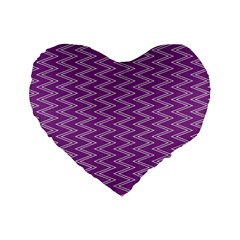 Zig Zag Background Purple Standard 16  Premium Heart Shape Cushions by BangZart