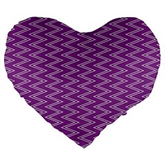 Zig Zag Background Purple Large 19  Premium Heart Shape Cushions by BangZart