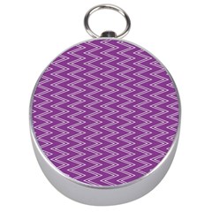 Zig Zag Background Purple Silver Compasses by BangZart