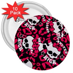 Mattel Monster Pattern 3  Buttons (10 Pack)  by BangZart