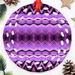 Purple Pink Zig Zag Pattern Round Filigree Ornament (two Sides) by BangZart