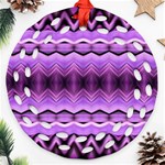 Purple Pink Zig Zag Pattern Round Filigree Ornament (Two Sides) Front